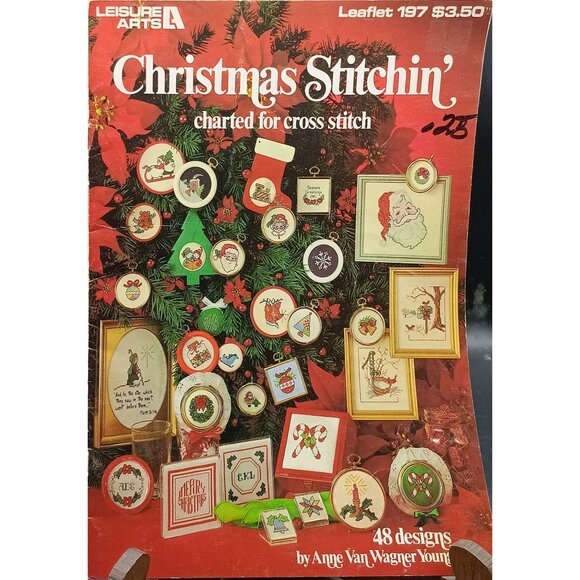 Leisure Arts Christmas Stitchin Vintage 48 Designs Leaflet Charted - Picture 1 of 2